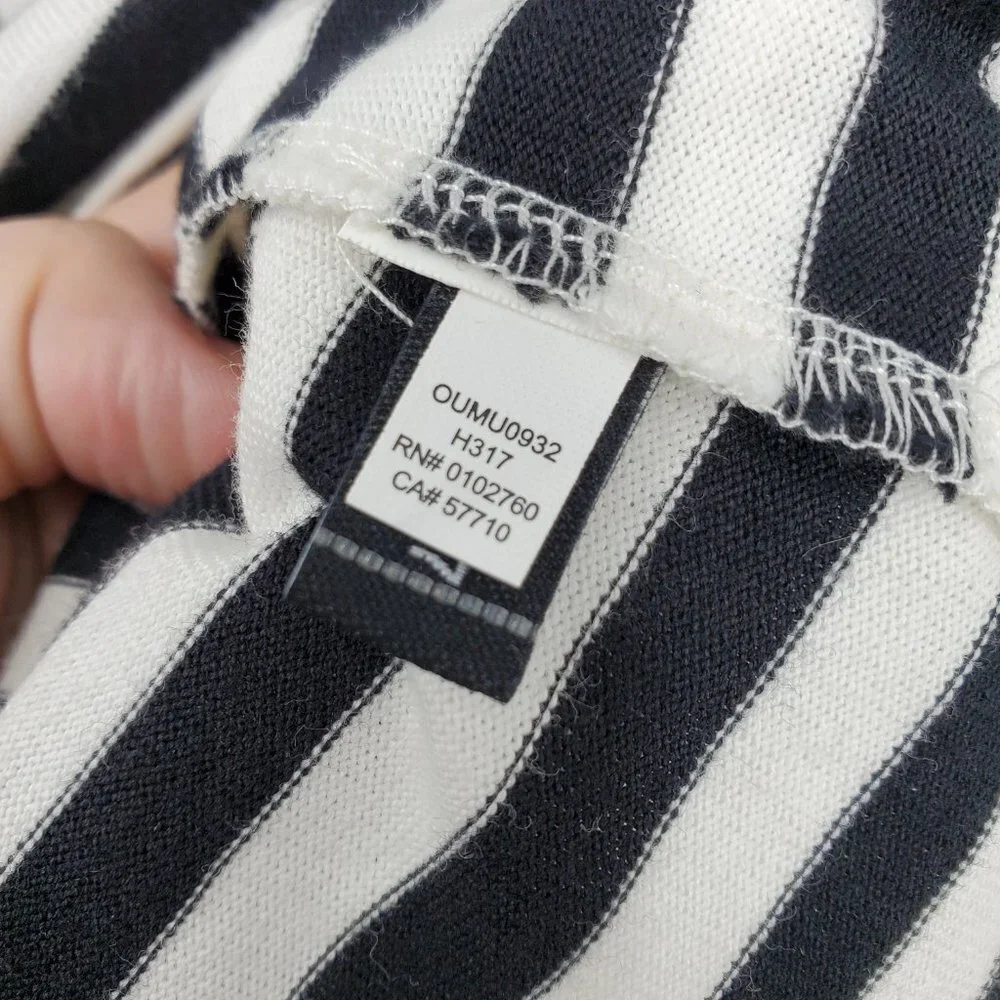 Kate Spade Off Shoulder Stripe Ruffle Shift Dress Black/White‎ Small